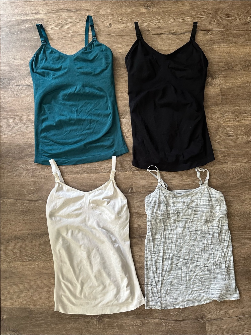 Motherhood 3 pack Maternity Teal, Black, White, Nursing Camisole Set